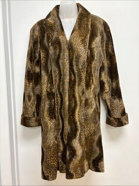 Cache Leopard Print Faux Fur Coat Jacket Made in USA Medium